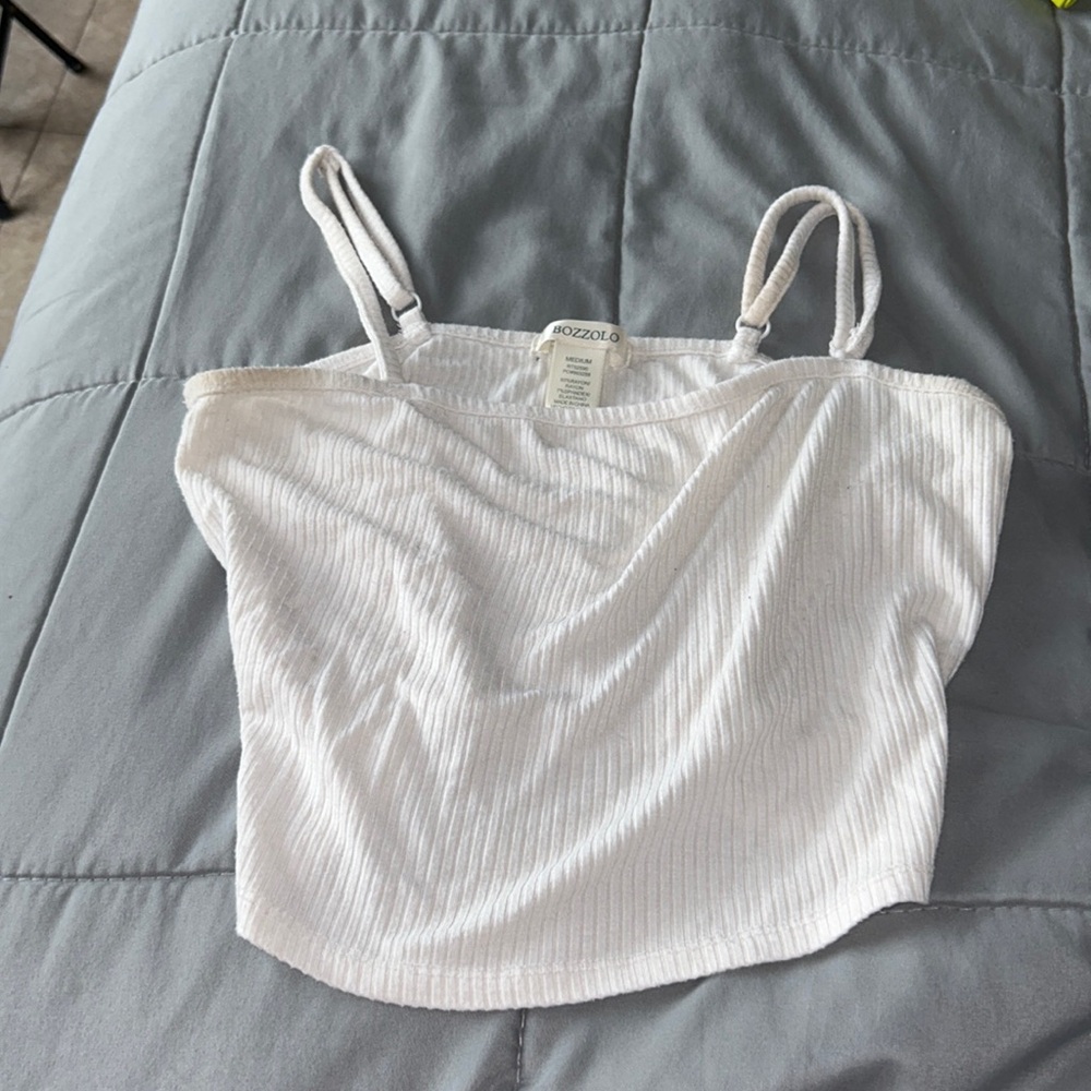 White medium crop top